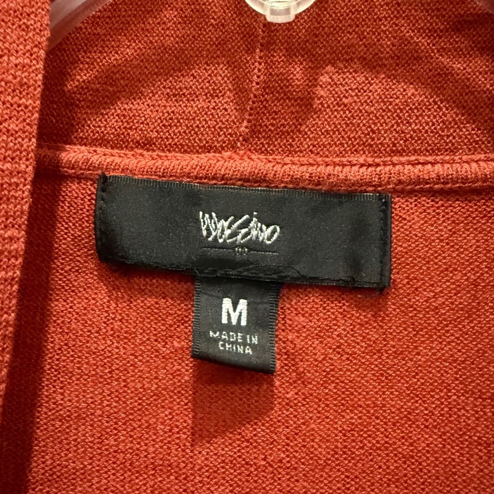 Mossimo Women Rust Orange Open Front Cardigan Sweater Button Cuff Knit Medium - Picture 4 of 7